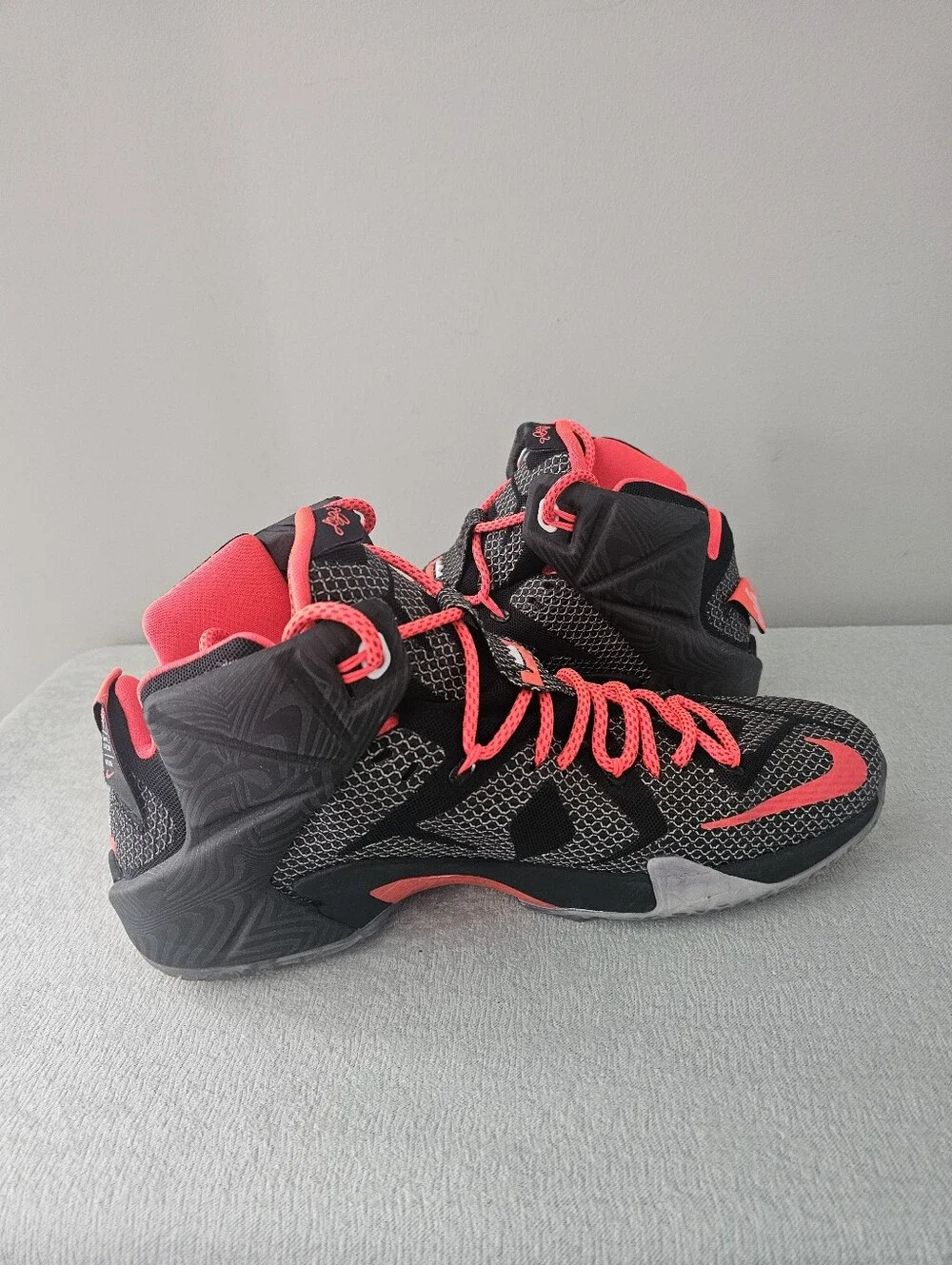 NIKE Lebron 12 Court Vision Black & Red Athletic, Basketball Shoes, Sneakers